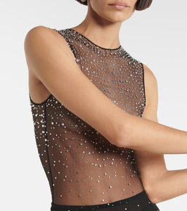 Alex Perry Crew embellished mesh midi dress