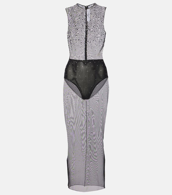 Alex Perry Crew embellished mesh midi dress