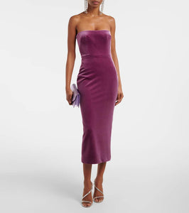 Alex Perry Strapless velvet midi dress