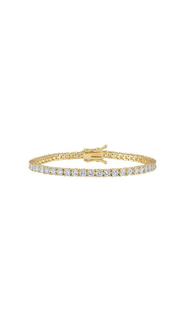 Alexa Leigh Crystal Tennis Bracelet in Metallic Gold