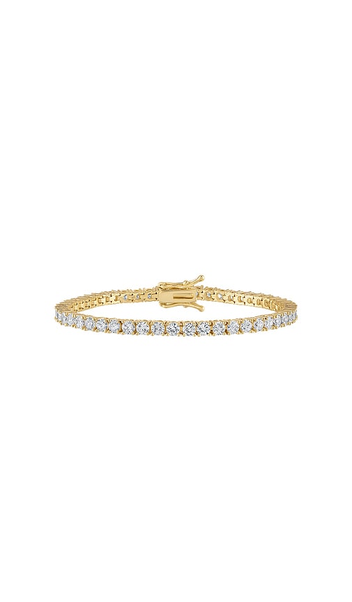 Alexa Leigh Crystal Tennis Bracelet in Metallic Gold