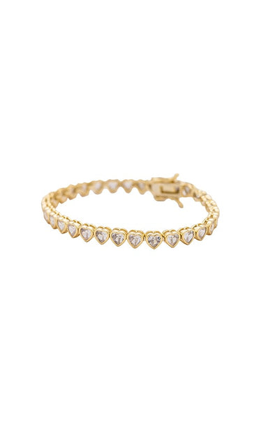 Alexa Leigh Nora Heart Tennis Bracelet in Metallic Gold