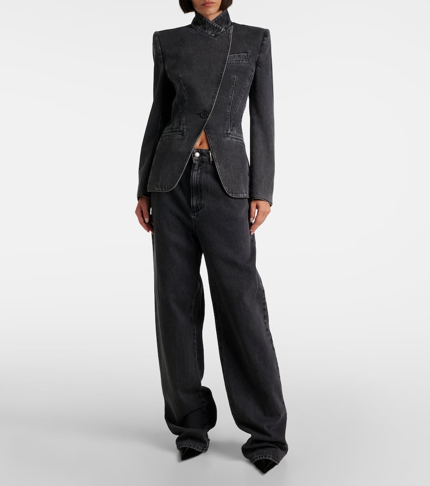 Alexander McQueen Asymmetric denim blazer