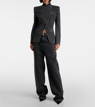 Alexander McQueen Asymmetric denim blazer