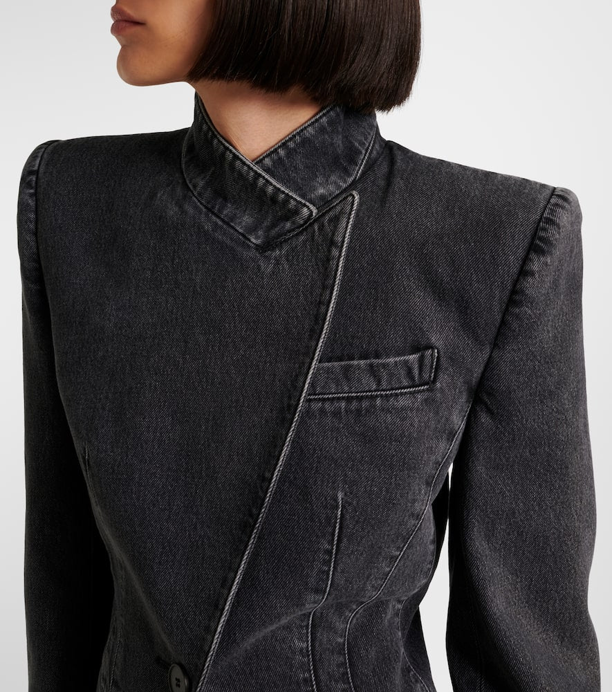 Alexander McQueen Asymmetric denim blazer