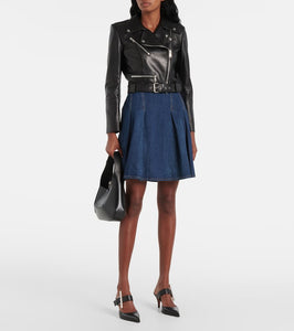 Alexander McQueen Cropped leather biker jacket