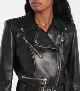 Alexander McQueen Cropped leather biker jacket
