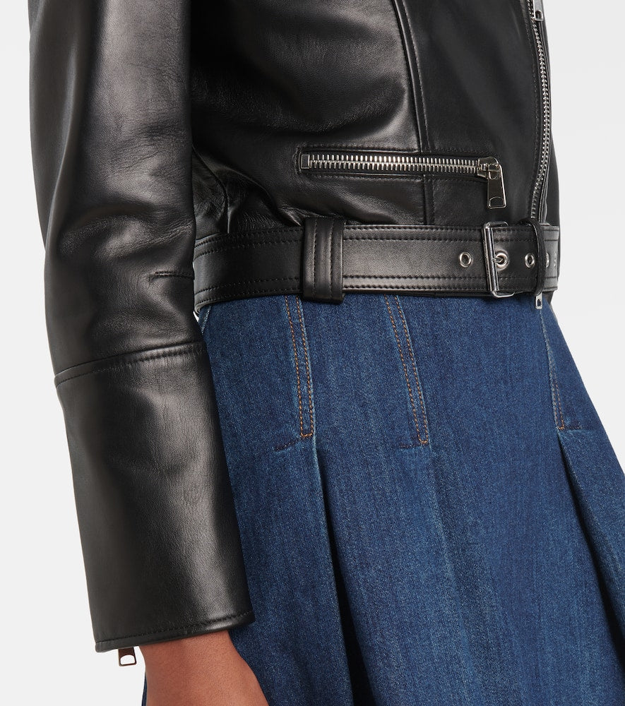 Alexander McQueen Cropped leather biker jacket