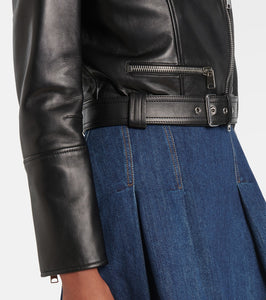 Alexander McQueen Cropped leather biker jacket