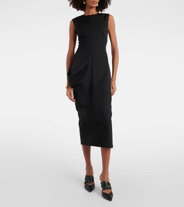 Alexander McQueen Draped wool midi dress