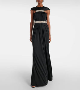 Alexander McQueen Embellished caped cr√É¬™pe gown