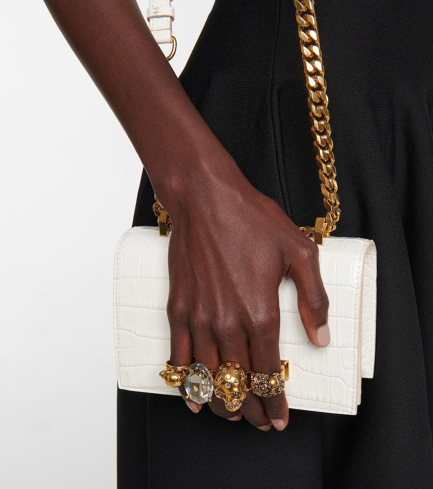McQueen Jewelled Satchel Mini leather crossbody bag