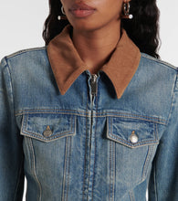 Alexander McQueen Peplum corduroy-trimmed denim jacket