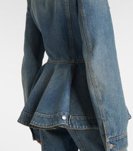 Alexander McQueen Peplum corduroy-trimmed denim jacket