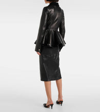 Alexander McQueen Peplum corduroy-trimmed leather jacket