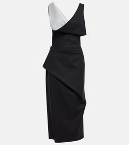 Alexander McQueen Pinstripe draped wool midi dress