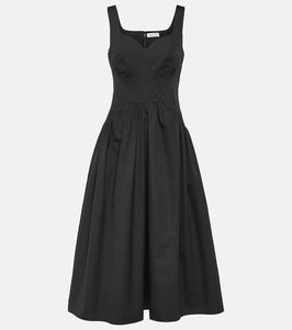 Alexander McQueen Sweetheart-neck cotton midi dress