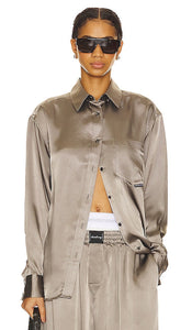 Alexander Wang Boyfriend Shirt in Grey - Chemise boyfriend Alexander Wang en gris - Alexander Wang 灰色男友风衬衫 - Alexander Wang Boyfriend-Shirt in Grau - Alexander Wang 보이프렌드 셔츠 그레이 색상 - Camicia Boyfriend di Alexander Wang in grigio