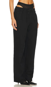 Alexander Wang Denim Track Pant Black Mesh Undie in Black