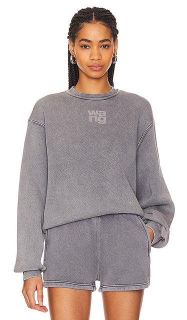 Alexander Wang Essential Crew Sweatshirt in Grey - Alexander Wang - Sweat ras du cou essentiel en gris - Alexander Wang Essential 灰色圆领运动衫 - Alexander Wang Essential Crew Sweatshirt in Grau - Alexander Wang 에센셜 크루 스웻셔츠 그레이 색상 - Felpa girocollo Alexander Wang Essential in grigio