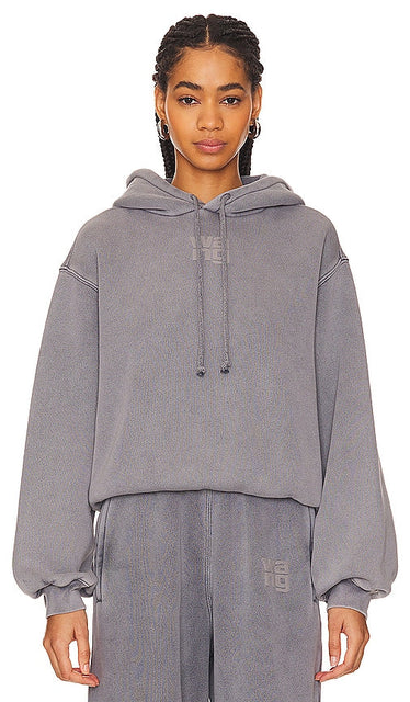 Alexander Wang Essential Hoodie in Grey - Alexander Wang - Sweat à capuche essentiel en gris - Alexander Wang Essential 灰色连帽衫 - Alexander Wang Essential Hoodie in Grau - Alexander Wang 에센셜 후디 그레이 색상 - Felpa con cappuccio Alexander Wang Essential in grigio
