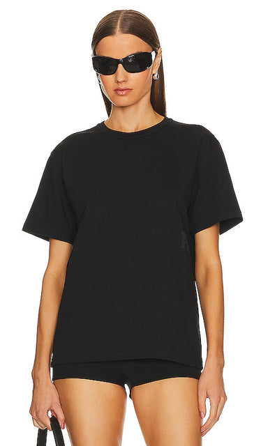 Alexander Wang Essential Short Sleeve Tee in Black - Alexander Wang - T-shirt essentiel à manches courtes en noir - Alexander Wang Essential 黑色短袖 T 恤 - Alexander Wang Essential Kurzarm-T-Shirt in Schwarz - Alexander Wang 에센셜 반팔 티셔츠 블랙 색상 - Maglietta Alexander Wang Essential a maniche corte in nero