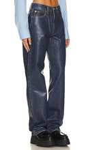 Alexander Wang Ez Mid Rise Relaxed Straight Coated Jean in Blue