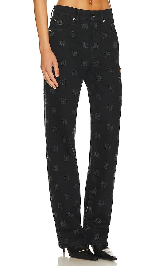 Alexander Wang Ez Mid Rise Relaxed Straight Undie in Black