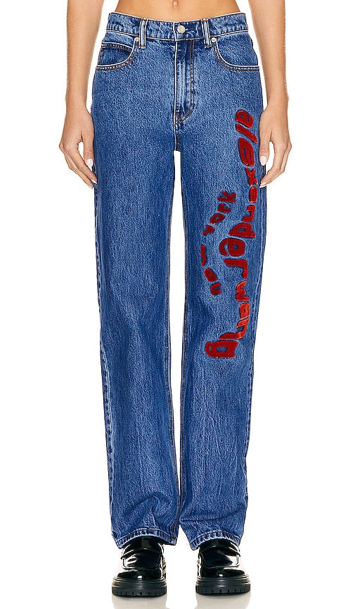 Alexander Wang Ez Mr Relaxed Straight in Blue - Alexander Wang Ez Mr coupe droite décontractée en bleu - Alexander Wang Ez Mr Relaxed Straight 蓝色 - Alexander Wang Ez Mr Relaxed Straight in Blau - Alexander Wang Ez Mr 릴렉스드 스트레이트 블루 색상 - Alexander Wang Ez Mr rilassato dritto in blu