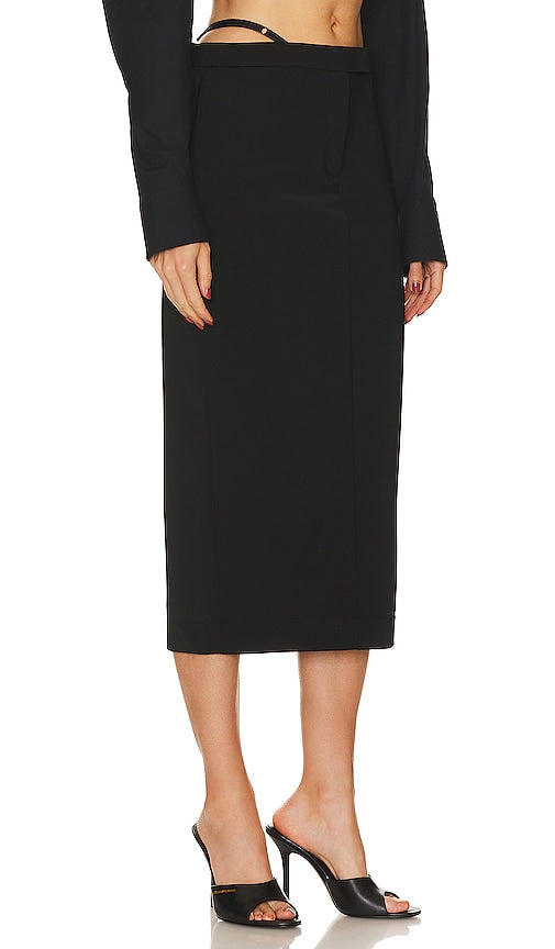 Alexander Wang Fitted Long Skirt With Logo And Elastic G String in Black