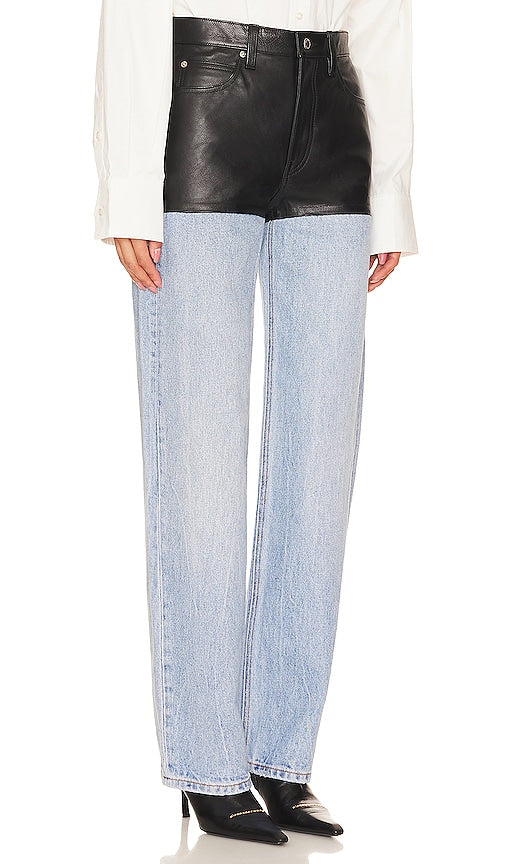 Alexander Wang Leather Stacked Hem in Blue