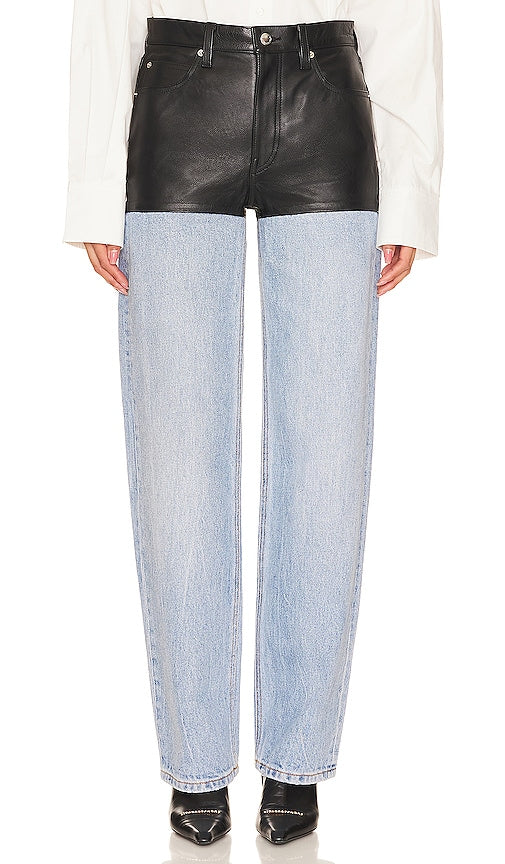 Alexander Wang Leather Stacked Hem in Blue - Alexander Wang - Ourlet superposé en cuir bleu - Alexander Wang 蓝色皮革叠层下摆 - Alexander Wang Lederstapelsaum in Blau - Alexander Wang 가죽 스택 헴 블루 색상 - Orlo impilato in pelle Alexander Wang in blu