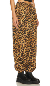 Alexander Wang Leopard Track Pant With Stacked Wang Puff Logo in Multi