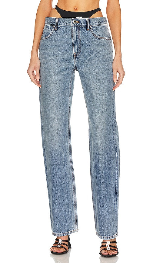 Alexander Wang Low Rise Slouchy Jean with Diamonte Charm Bikini in Denim-Medium - Alexander Wang Jean ample taille basse avec bikini à breloques Diamonte en denim-moyen - Alexander Wang 低腰休闲牛仔裤搭配钻石吊饰牛仔布中号比基尼 - Alexander Wang Low Rise Slouchy Jeans mit Diamonte Charm Bikini in Denim-Medium - Alexander Wang 로우라이즈 슬러치 진 with Diamonte Charm 비키니 데님 소재-미디엄 - Jeans slouchy a vita bassa di Alexander Wang con bikini Diamonte Charm in denim-medio