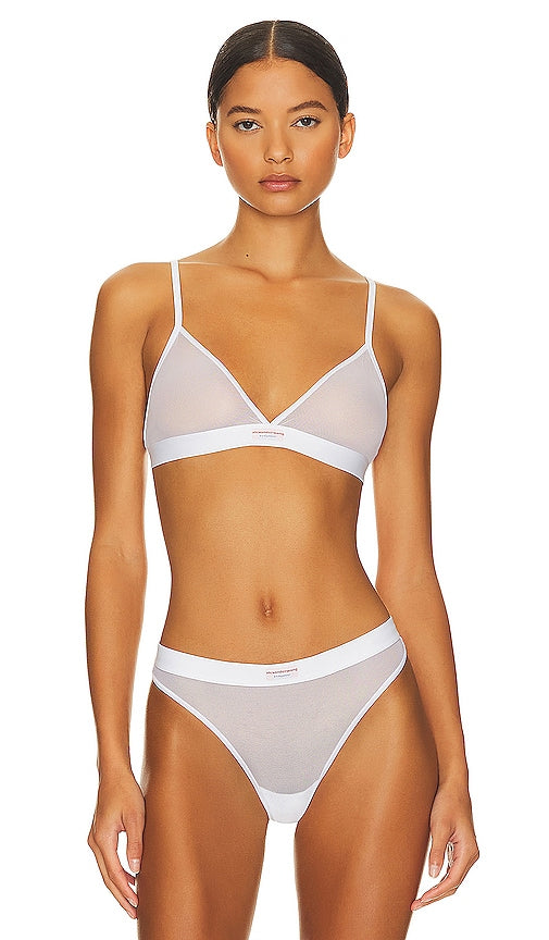 Alexander Wang Triangle Bra With Bodywear Label in White - Alexander Wang - Soutien-gorge triangle avec étiquette Bodywear - Blanc - Alexander Wang 白色紧身衣标签三角文胸 - Alexander Wang Triangel-BH mit Bodywear-Label in Weiß - Alexander Wang 화이트 바디웨어 라벨 트라이앵글 브라 - Reggiseno a triangolo Alexander Wang con etichetta bodywear in bianco
