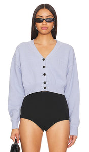 Alexander Wang V-neck Cardigan in Blue - Alexander Wang Cardigan à col en V en bleu - Alexander Wang 蓝色 V 领开衫 - Alexander Wang Strickjacke mit V-Ausschnitt in Blau - Alexander Wang 블루 브이넥 카디건 - Cardigan con scollo a V Alexander Wang in blu