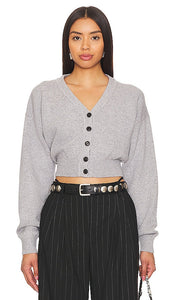 Alexander Wang V-neck Cardigan in Grey - Alexander Wang Cardigan à col en V en gris - Alexander Wang 灰色 V 领开衫 - Alexander Wang Strickjacke mit V-Ausschnitt in Grau - Alexander Wang 그레이 브이넥 카디건 - Cardigan con scollo a V Alexander Wang in grigio