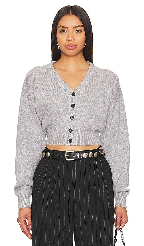 Alexander Wang V-neck Cardigan in Grey - Alexander Wang Cardigan à col en V en gris - Alexander Wang 灰色 V 领开衫 - Alexander Wang Strickjacke mit V-Ausschnitt in Grau - Alexander Wang 그레이 브이넥 카디건 - Cardigan con scollo a V Alexander Wang in grigio