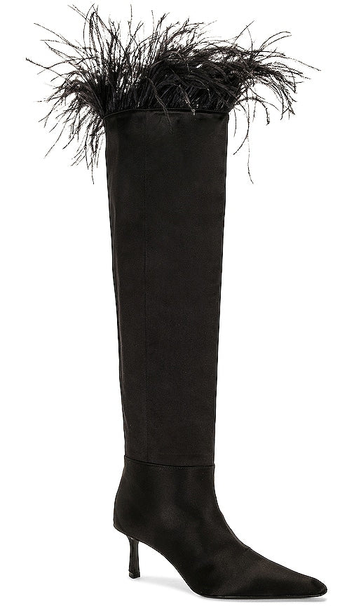 Alexander Wang Viola 65 Feather Slouch Boot in Black