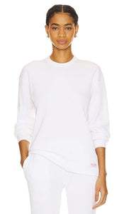 Alexander Wang Waffle Crew Neck Longsleeve in White - Alexander Wang - T-shirt à manches longues et col ras du cou gaufré en blanc - Alexander Wang 白色华夫格圆领长袖 - Alexander Wang Waffel-Langarmshirt mit Rundhalsausschnitt in Weiß - Alexander Wang 와플 크루넥 롱슬리브 화이트 색상 - Alexander Wang Waffle girocollo manica lunga in bianco