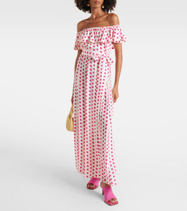 Alexandra Miro Giselle off-shoulder polka-dot midi dress