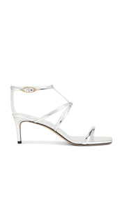 Alexandre Birman Phoebe 60 Sandal in Metallic Silver, grey | Argento Heeled Sandals for Women