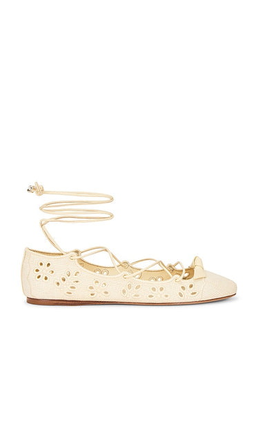 Alexandre Birman Slim Clarita Flat in Cream | Creamy Ballet Flats for Women