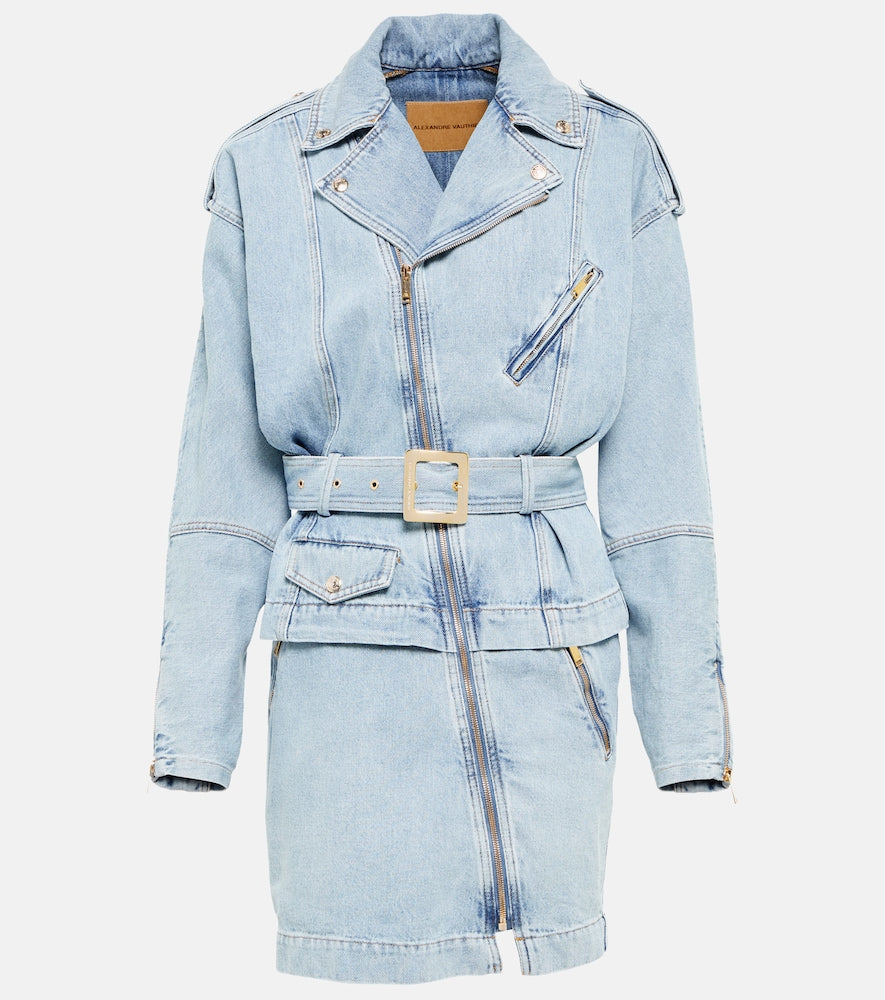 Alexandre Vauthier Asymmetric zipped denim minidress. Alexandre Vauthier 不对称拉链牛仔迷你裙