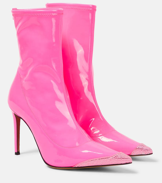 Alexandre Vauthier Crystal-embellished faux leather ankle boots