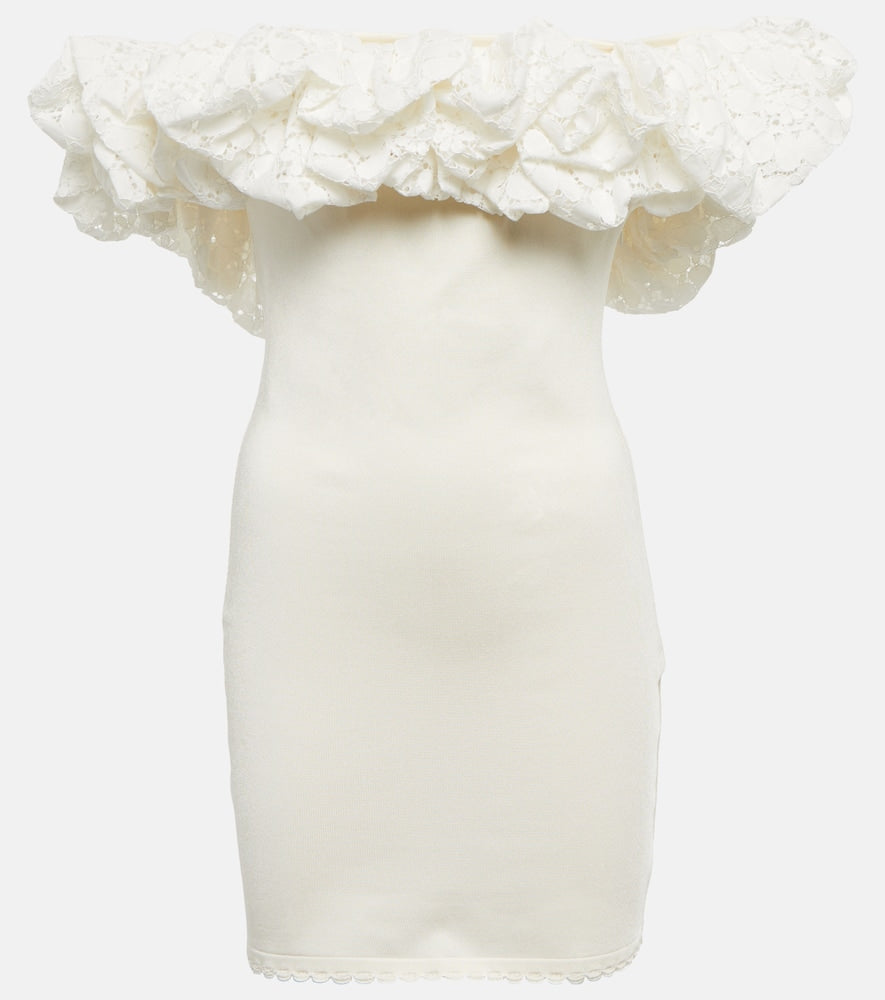 Alexandre Vauthier Off-shoulder ruffle-trimmed minidress. Alexandre Vauthier 露肩荷叶边迷你连衣裙
