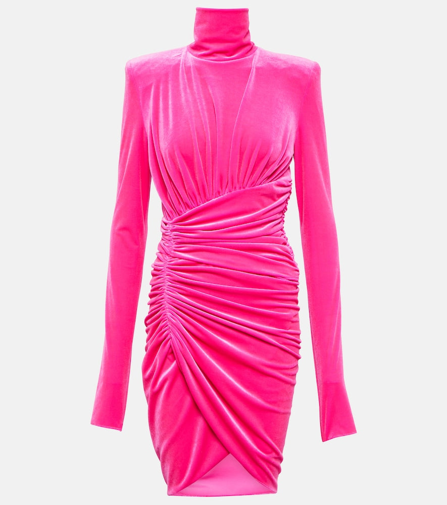 Alexandre Vauthier Ruched velvet minidress. Alexandre Vauthier 褶饰天鹅绒迷你连衣裙