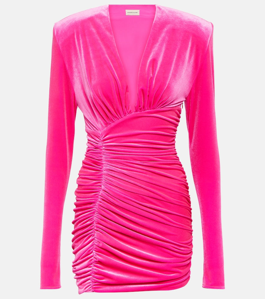 Alexandre Vauthier Ruched velvet minidress. Alexandre Vauthier 褶饰天鹅绒迷你连衣裙