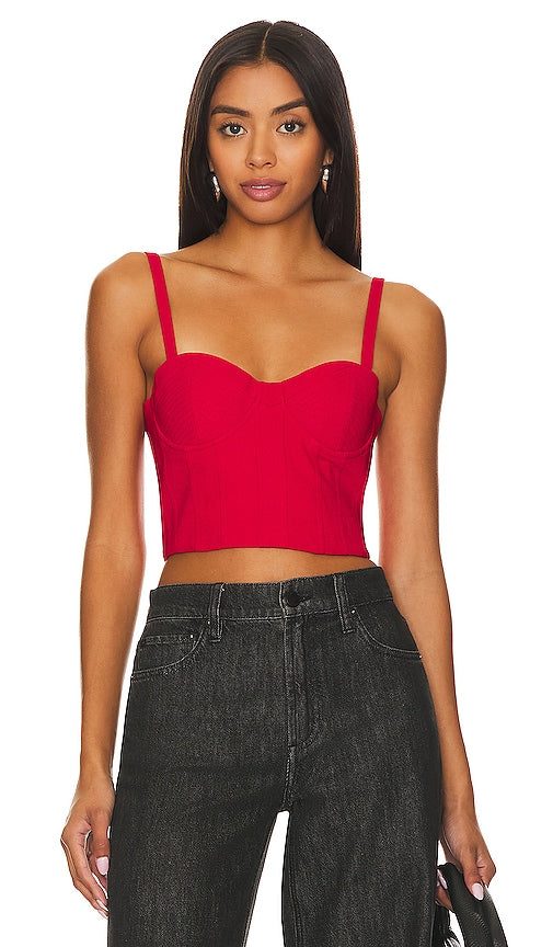 Alice + Olivia Adara Spaghetti Strap Bustier in Red - Alice + Olivia Bustier à fines bretelles Adara en rouge - Alice + Olivia Adara 红色细肩带紧身胸衣 - Alice + Olivia Adara Spaghettiträger-Bustier in Rot - Alice + Olivia Adara 스파게티 스트랩 뷔스티에 레드 색상 - Bustier con spalline sottili Alice + Olivia Adara in rosso