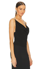 Alice + Olivia Coral Crystal Strap Cowl Top in Black